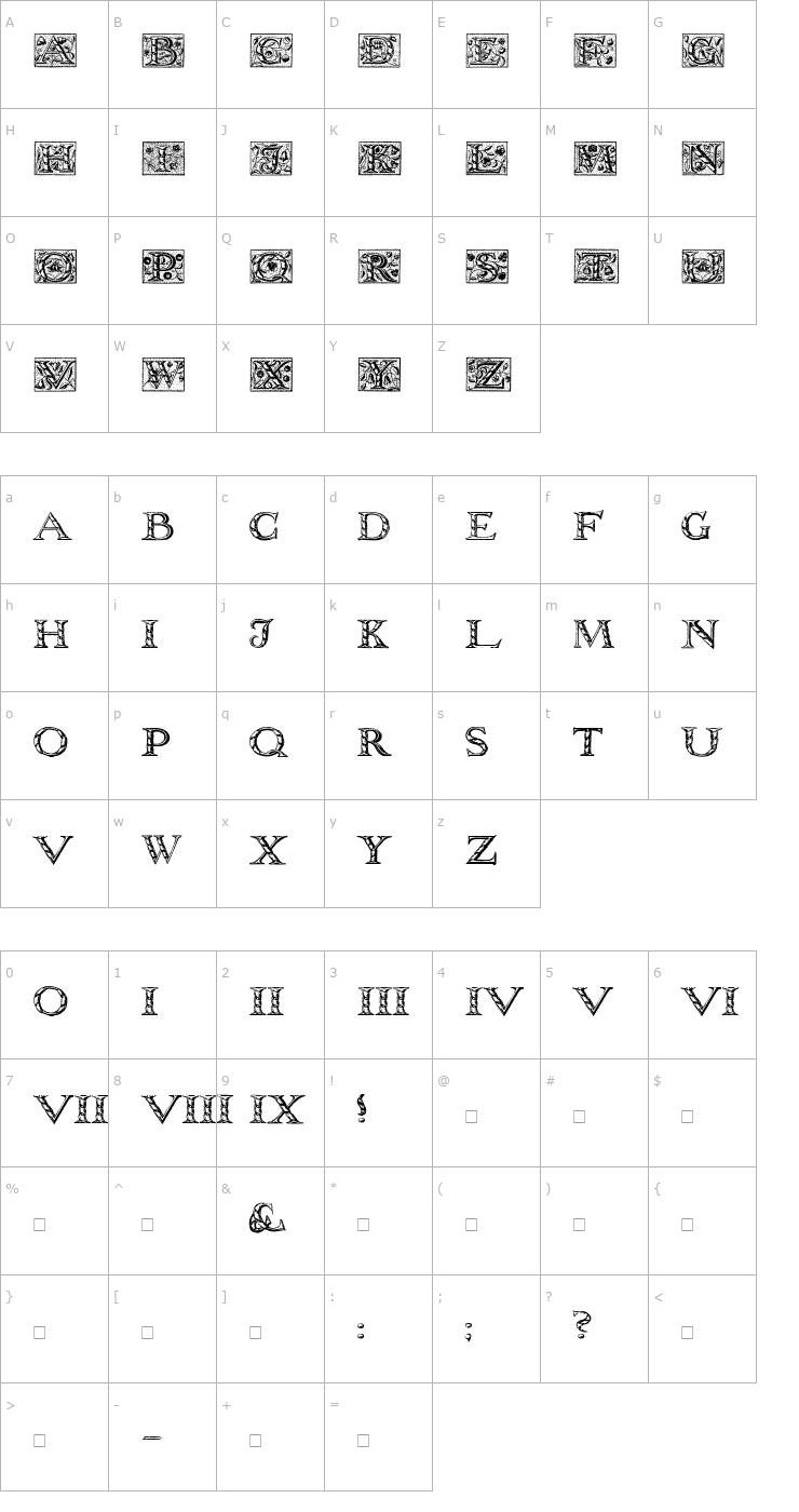 Character Map WolnoughCapitals Font