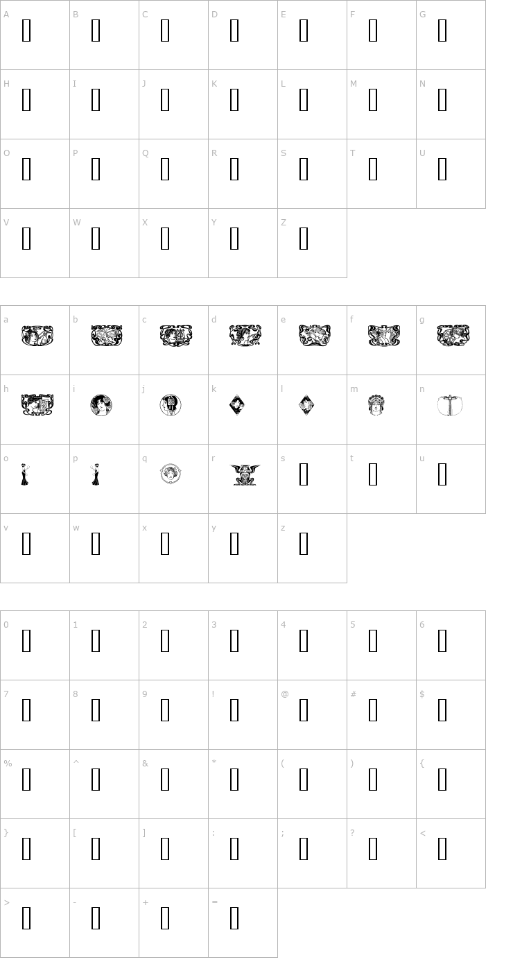 Character Map Women Font