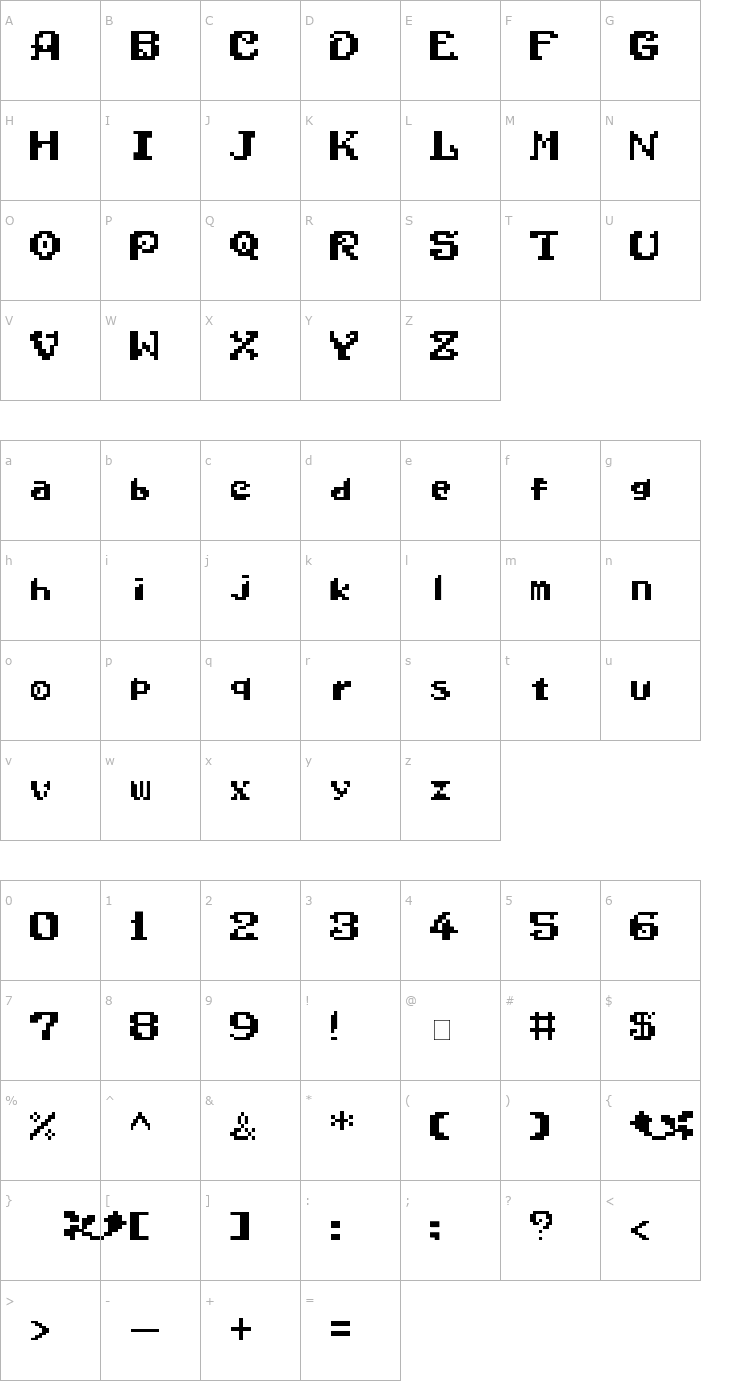 Character Map Wonder Boy In Monster World Font