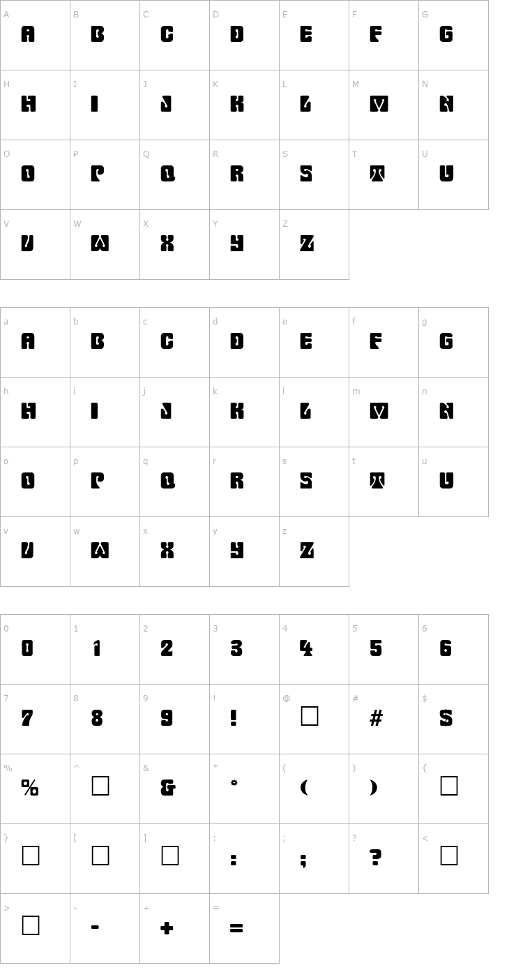 Character Map Woodchuck SF Font