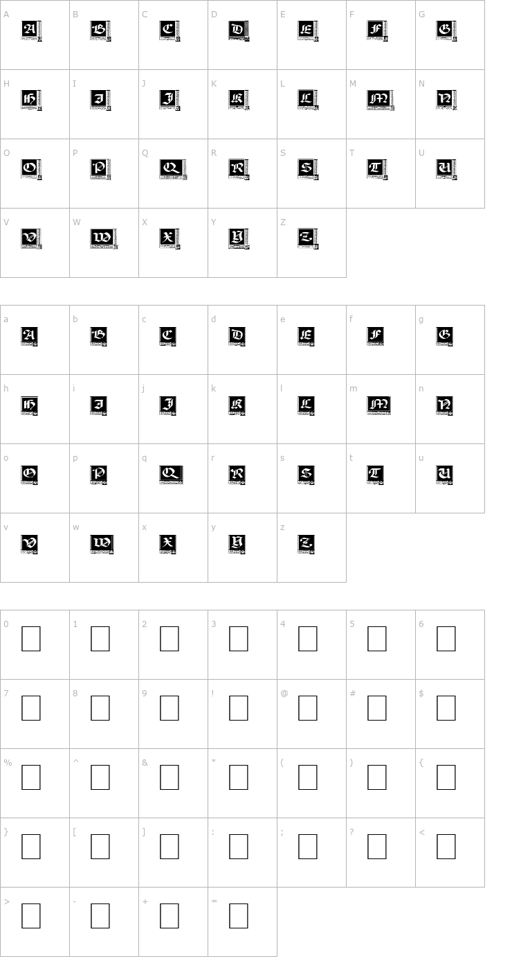 Character Map Woodcut_Capitals Font