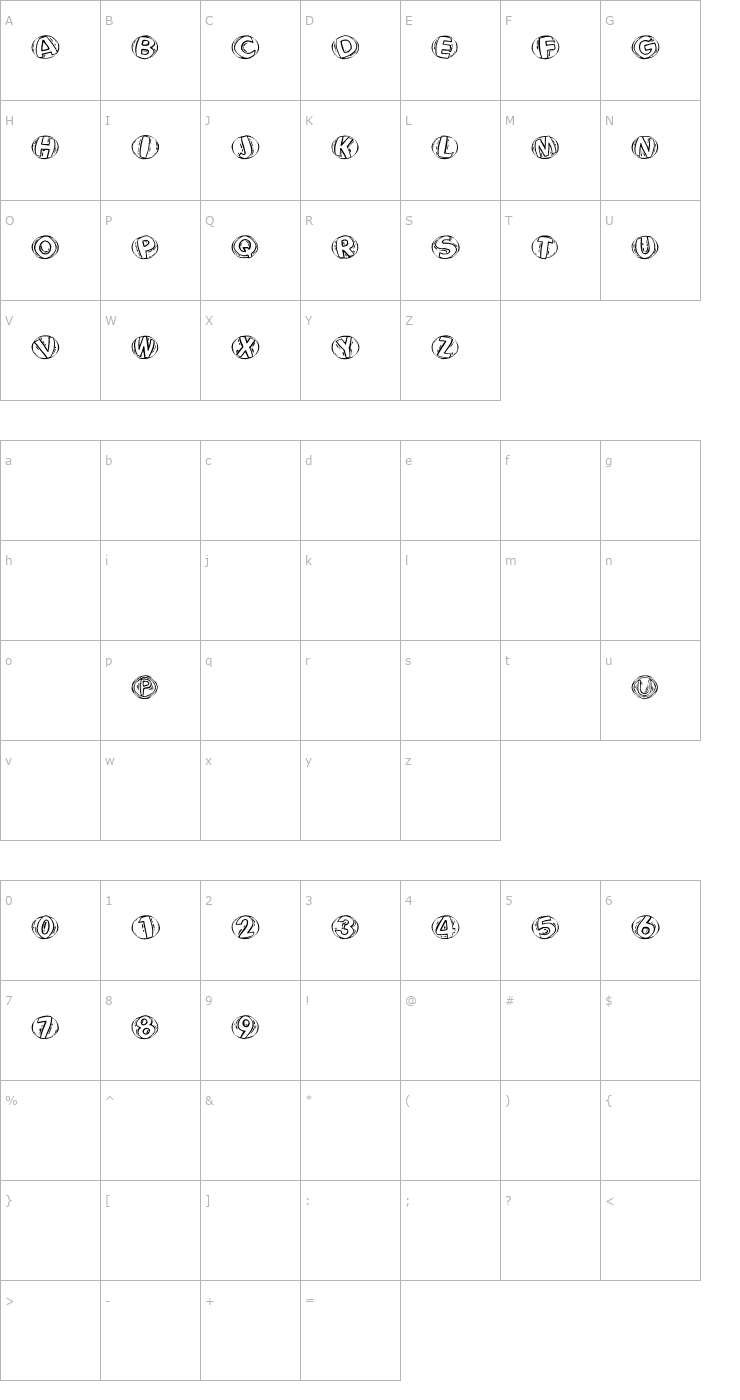 Character Map WoodcuttedCapsFS Font