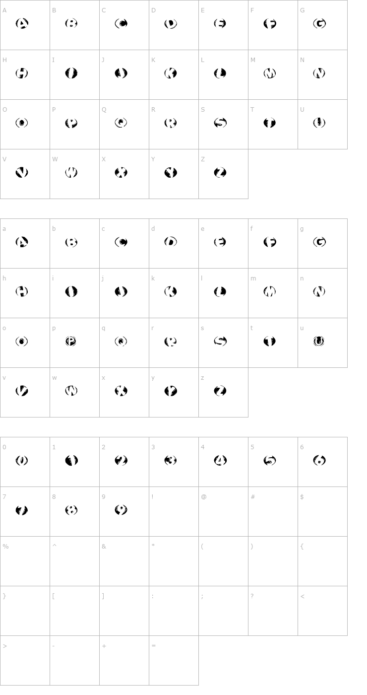 Character Map WoodcuttedCapsInversFS Font