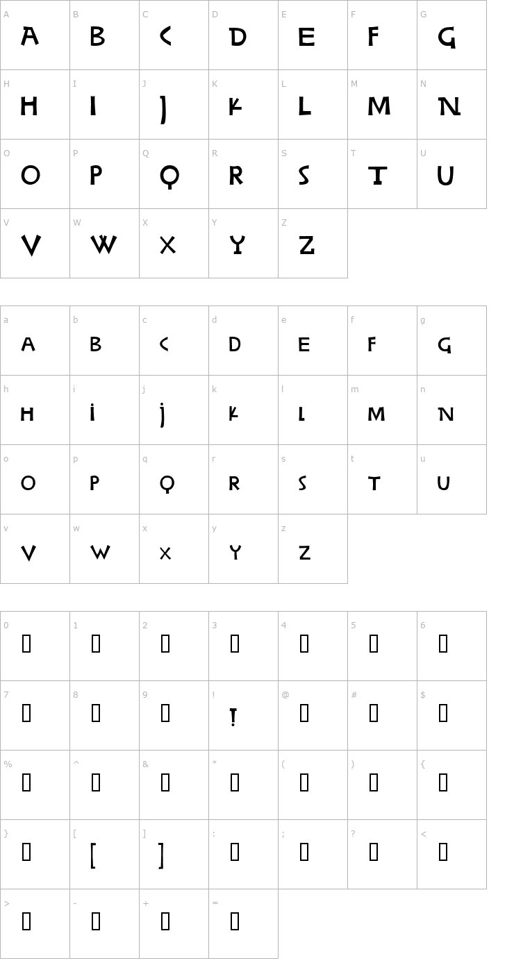 Character Map Woodring Bold Font