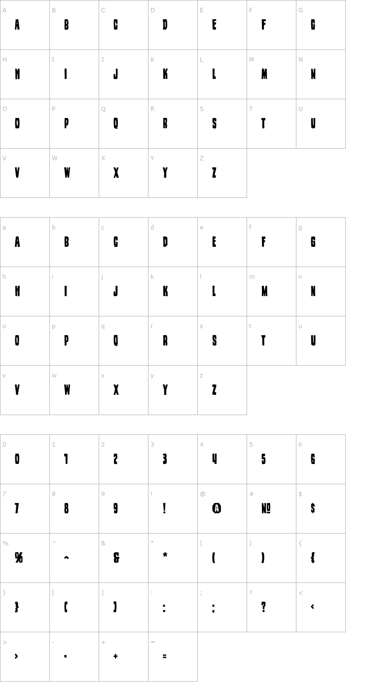 Character Map WoodStamp Font