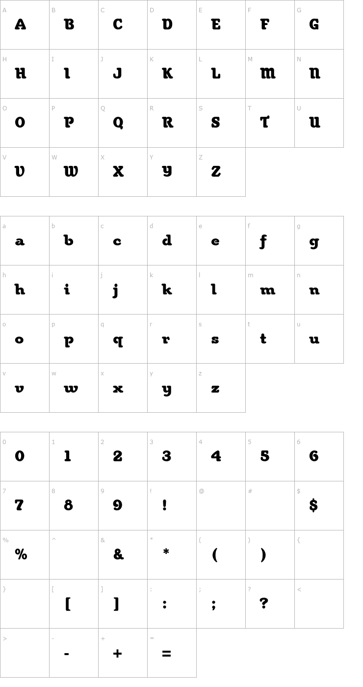 Character Map Woodstock Font
