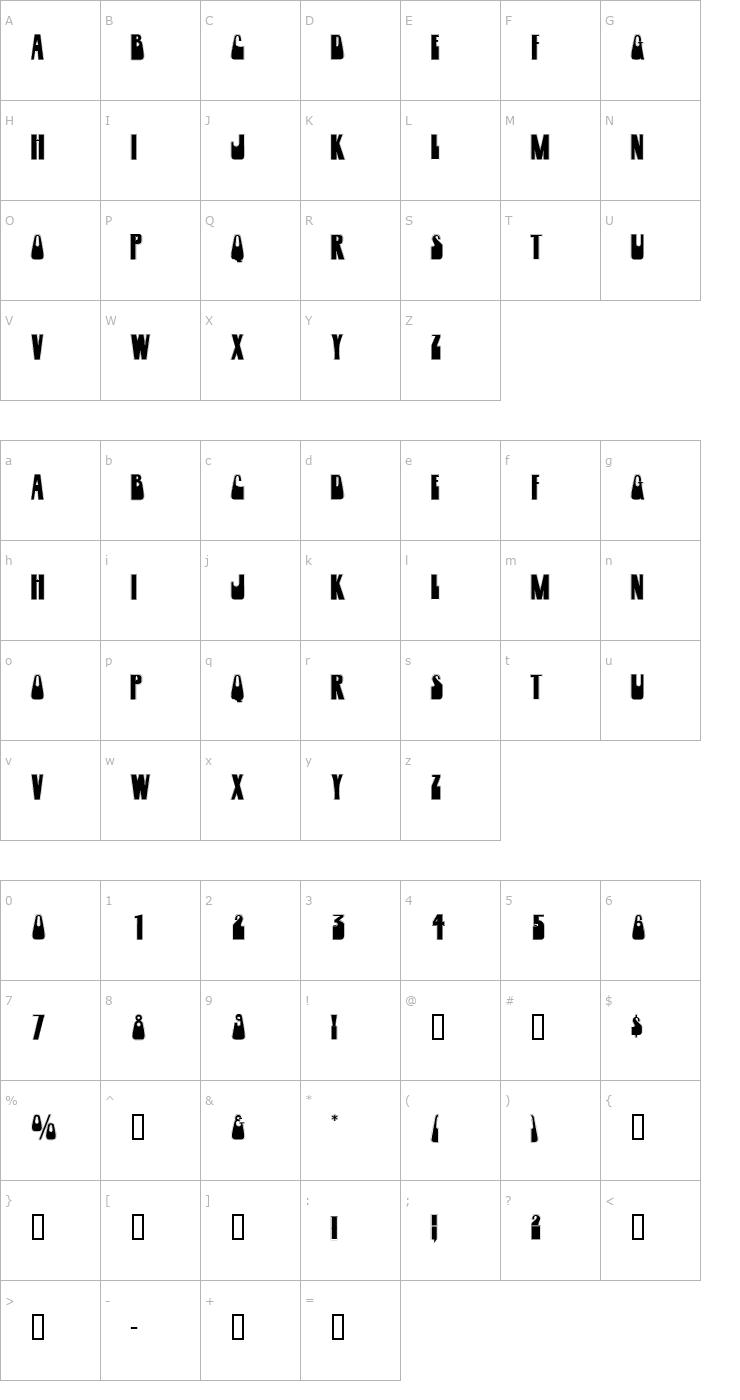 Character Map WoogieDisplayOutlineCapsSSK Font