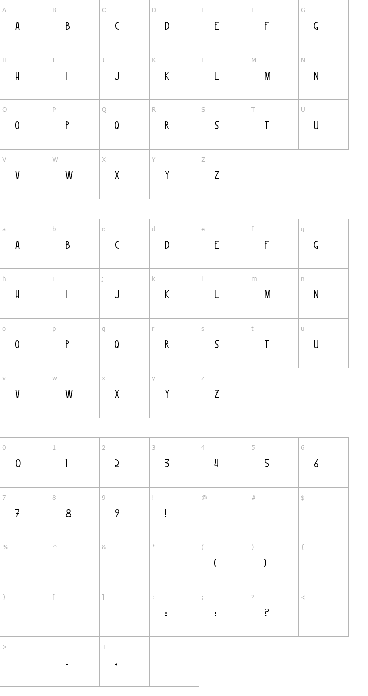 Character Map Woomble Font