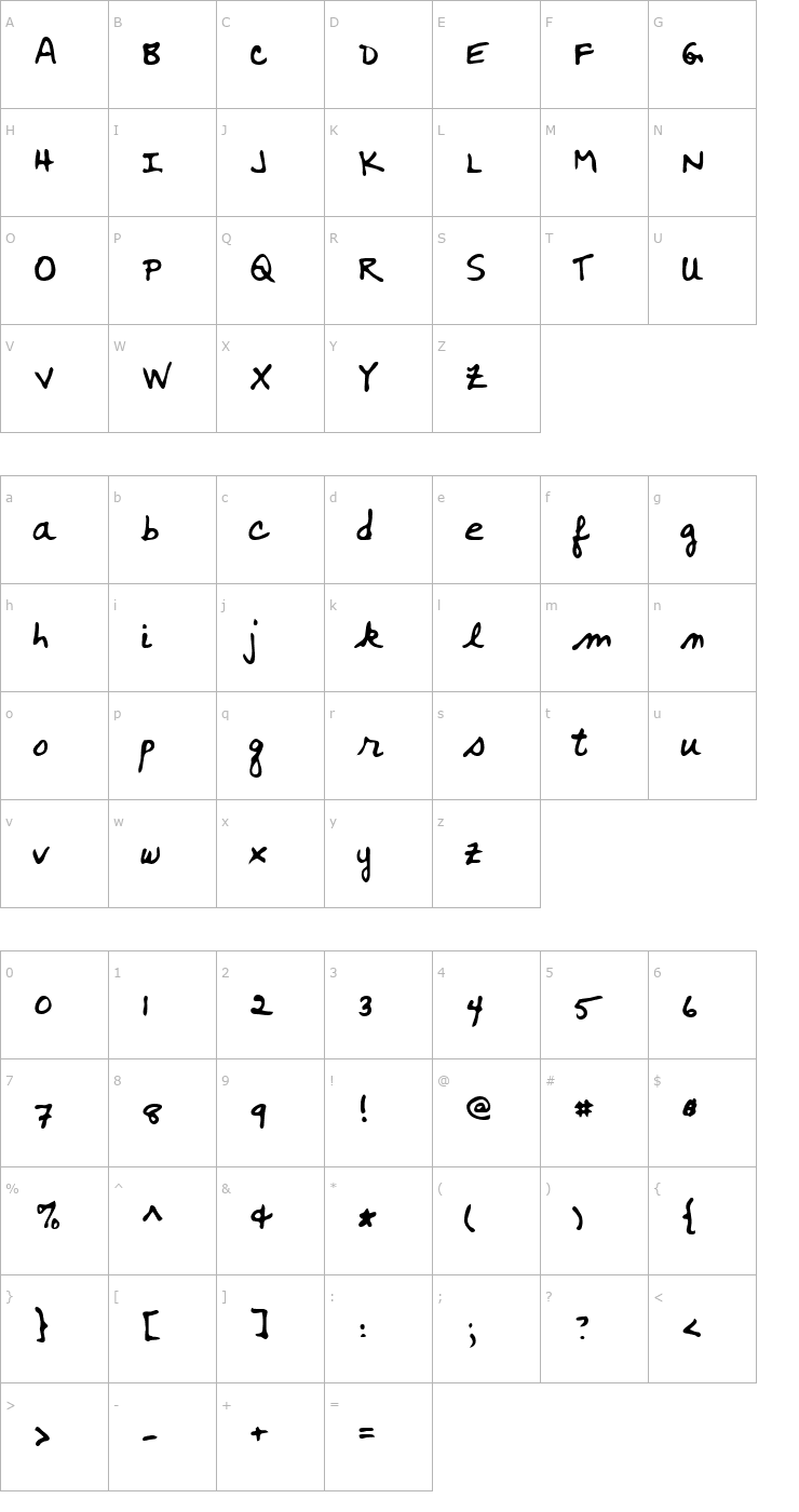 Character Map Wooster Regular Font