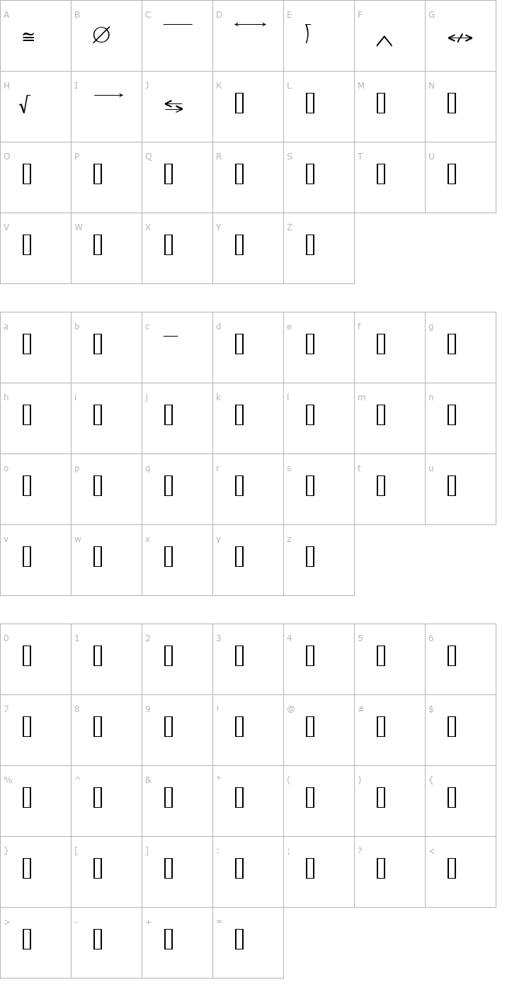 Character Map WorldMath Font
