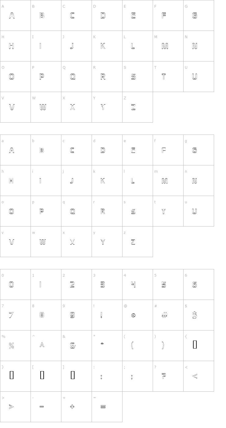Character Map WorldOutline Font
