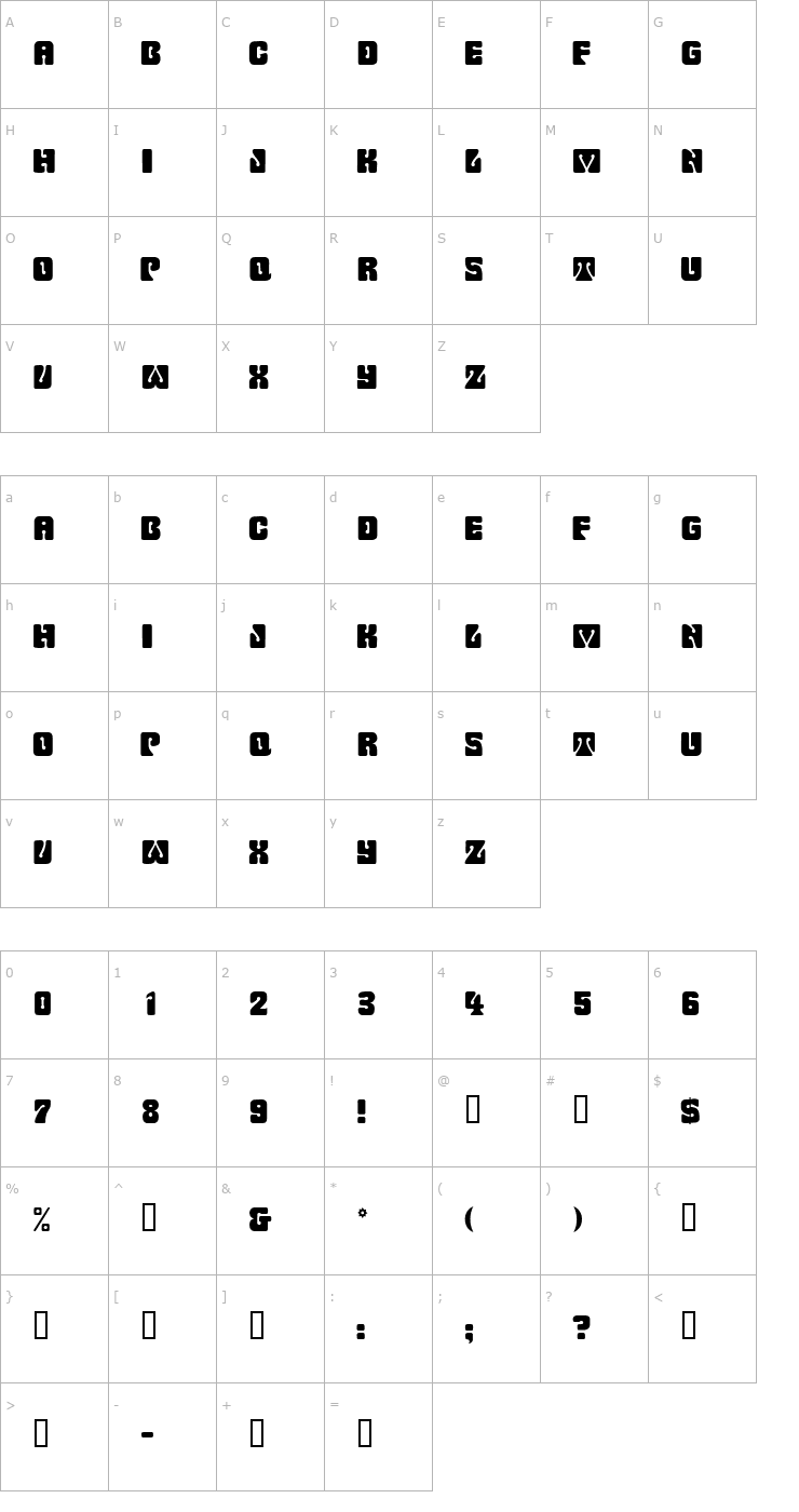 Character Map WowserDisplayCapsSSK Font