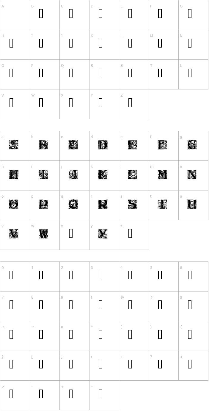Character Map Wraith Caps Font