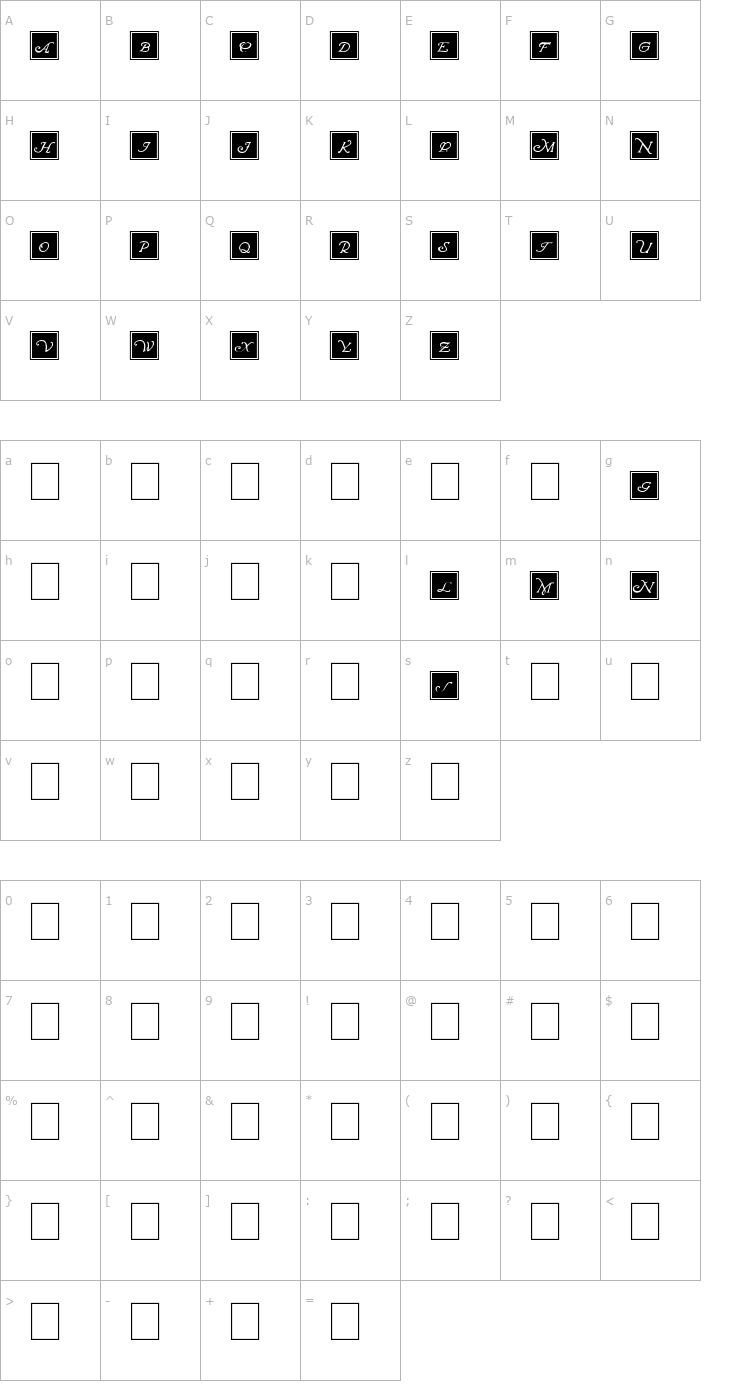 Character Map Wrenn Initials Blocked Font