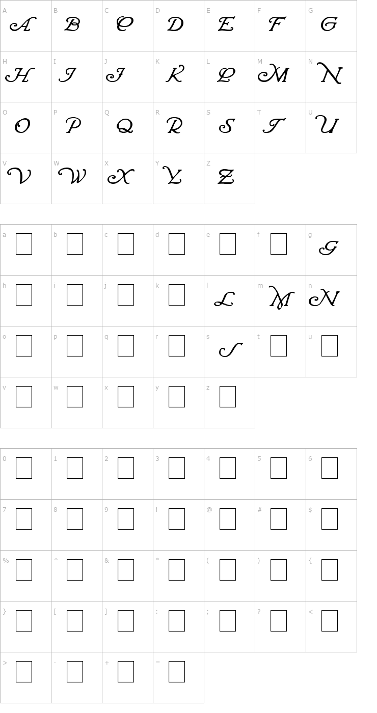 Character Map Wrenn Initials Bold Font