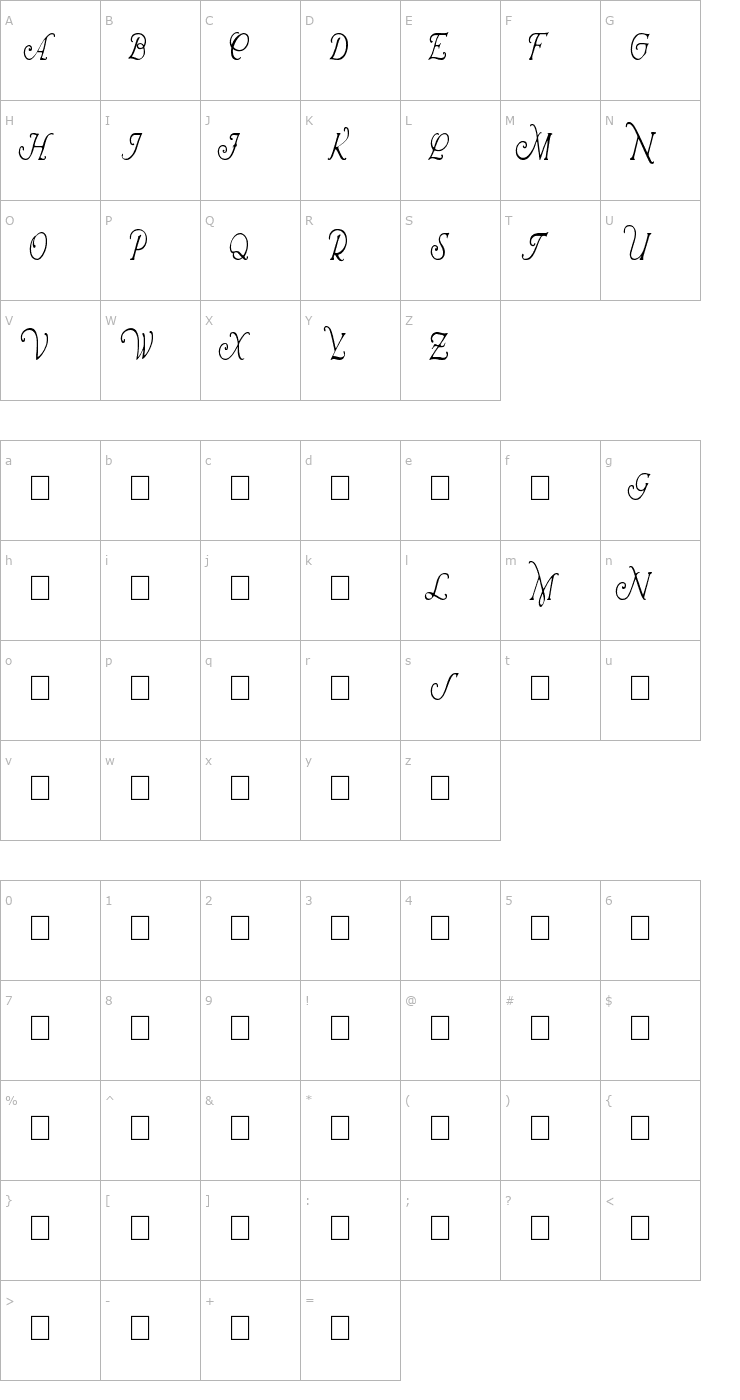 Character Map Wrenn Initials Condensed Font