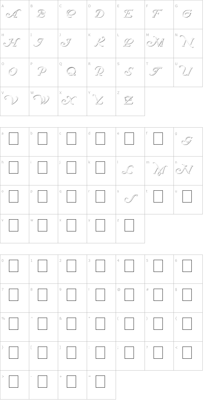Character Map Wrenn Initials Embossed Font