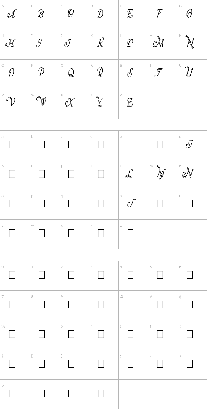 Character Map Wrenn Initials Shadowed Cond Font