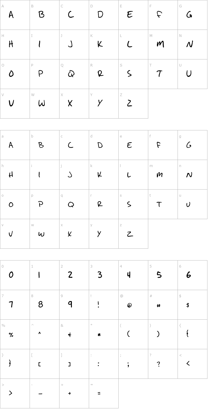 Character Map Write Like Jesse Font