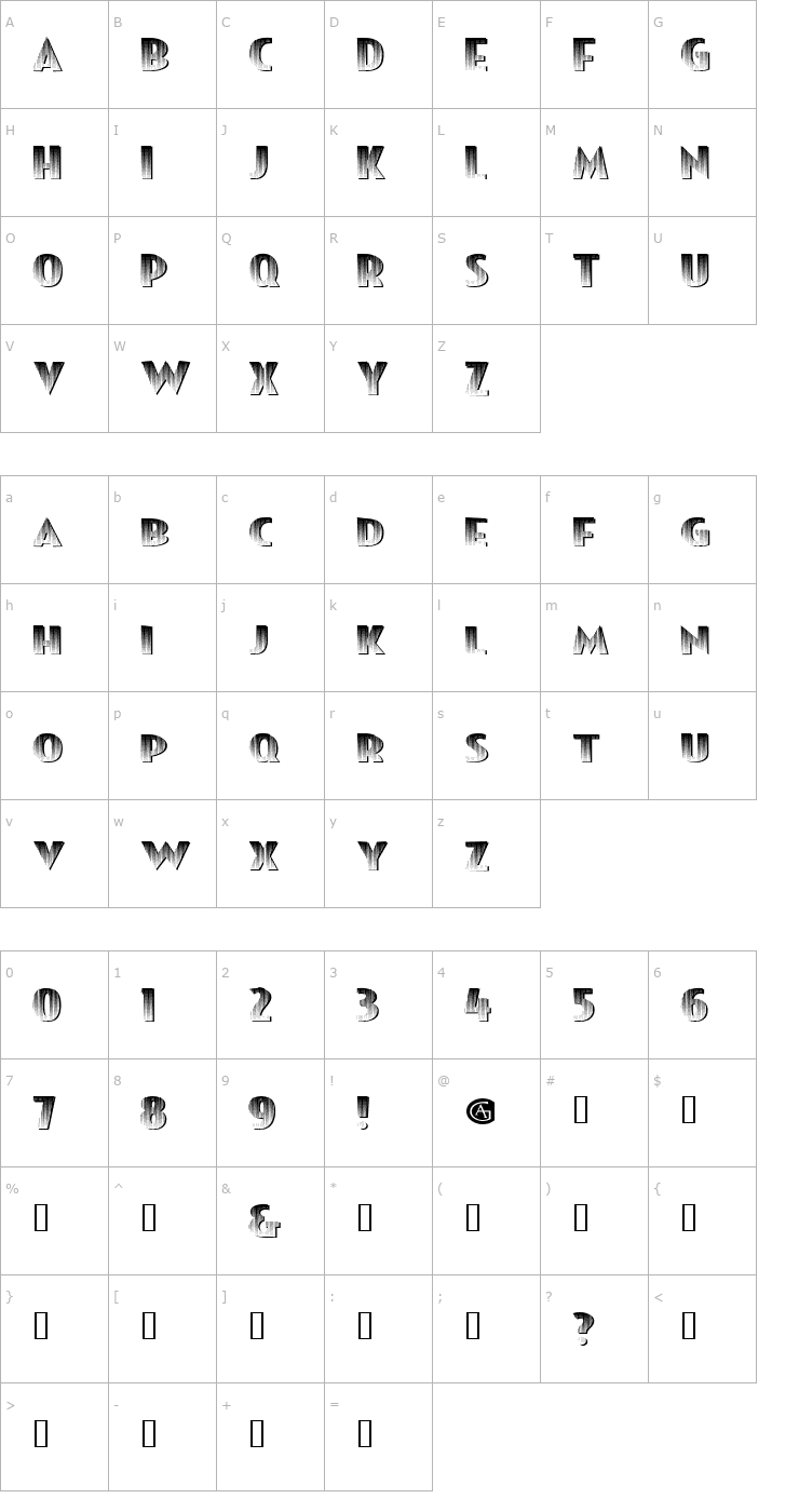 Character Map Writers Block Font