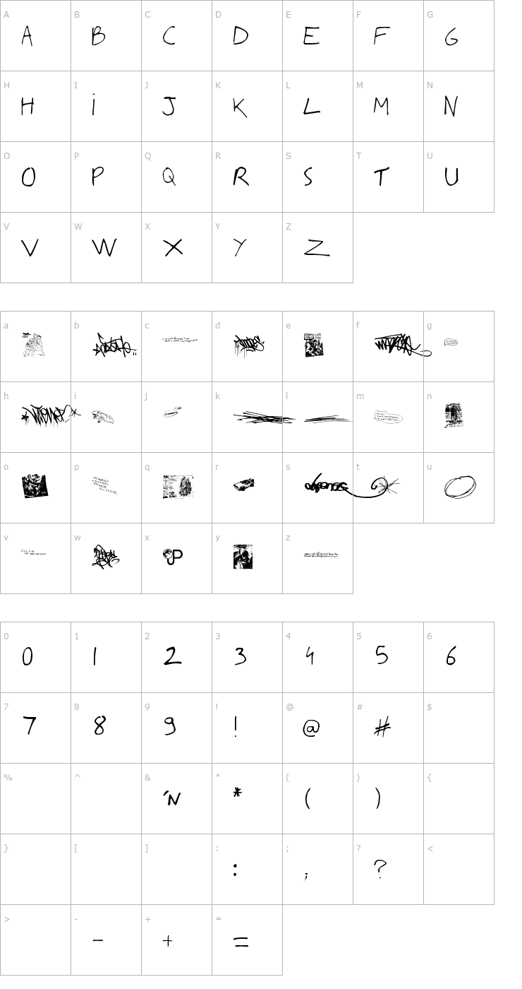 Character Map Writing You A Letter Font