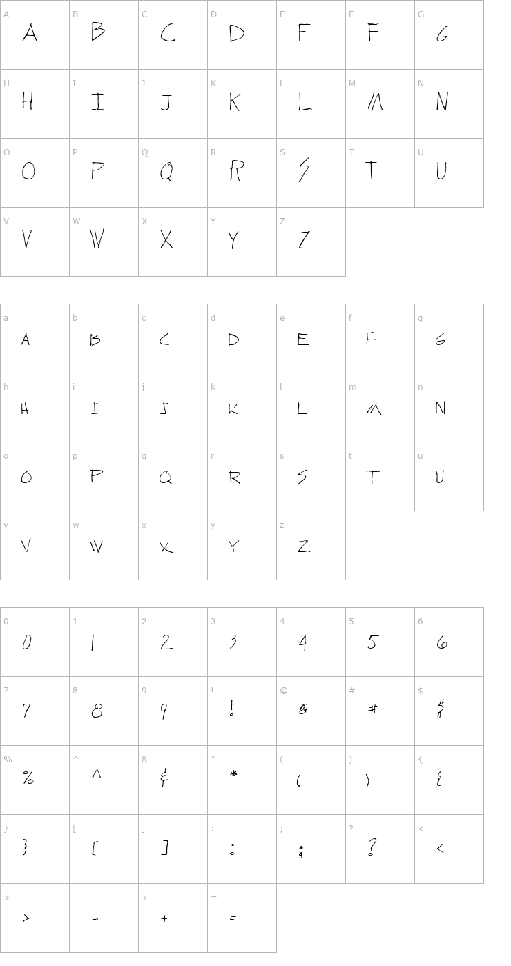 Character Map Wundera Regular Font