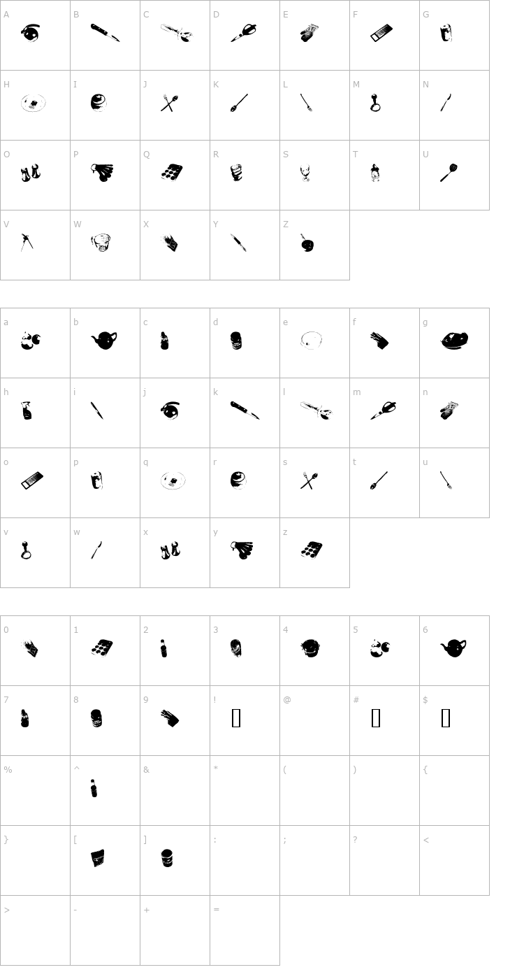 Character Map Wuts Cookin Font