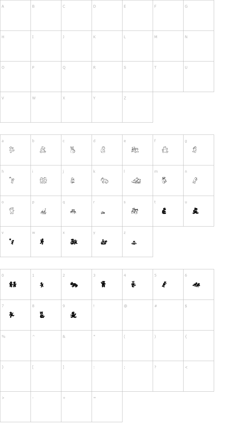 Character Map WW Beary Special Font