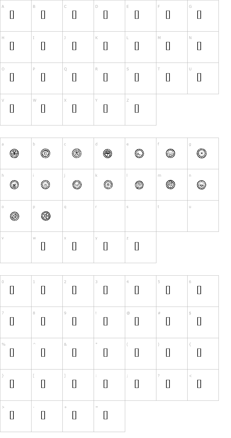 Character Map WW Changeling Bats Font