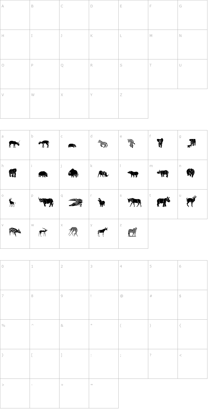 Character Map WW Safari Font