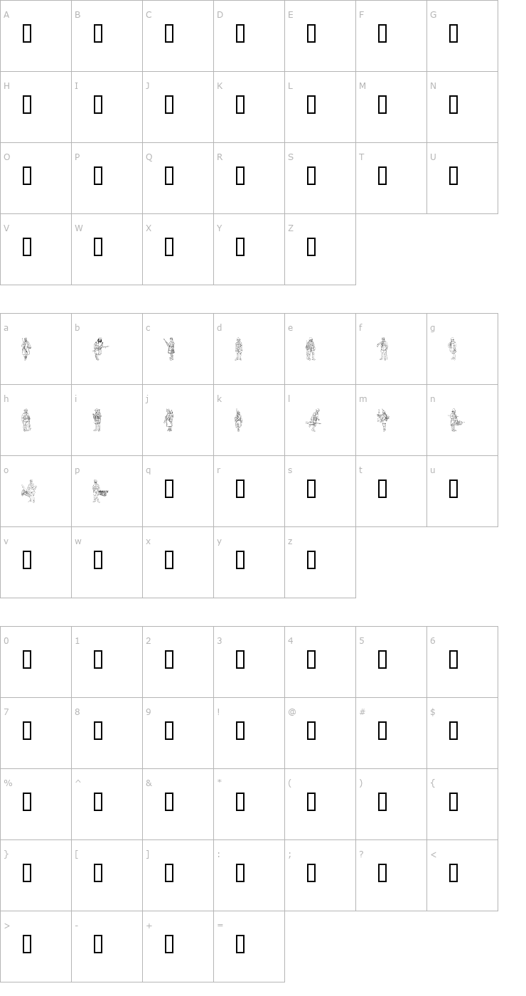 Character Map WW1 A Font