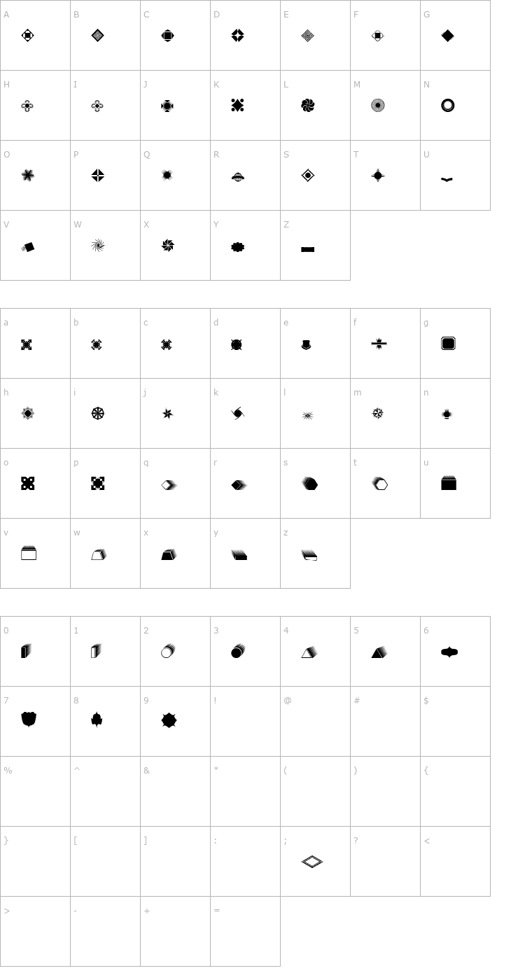 Character Map WWButtonTime Font