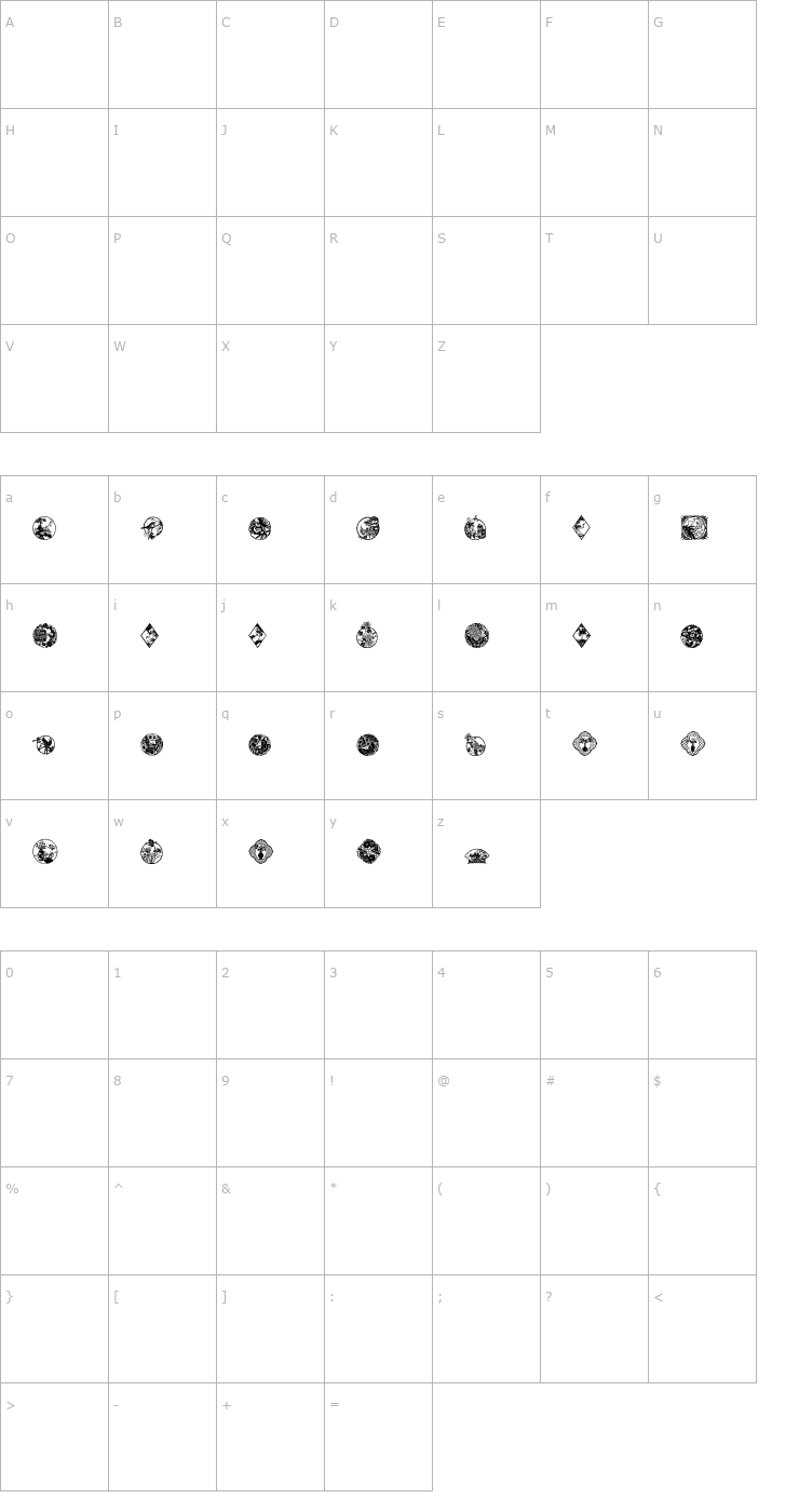 Character Map WWElegance Font