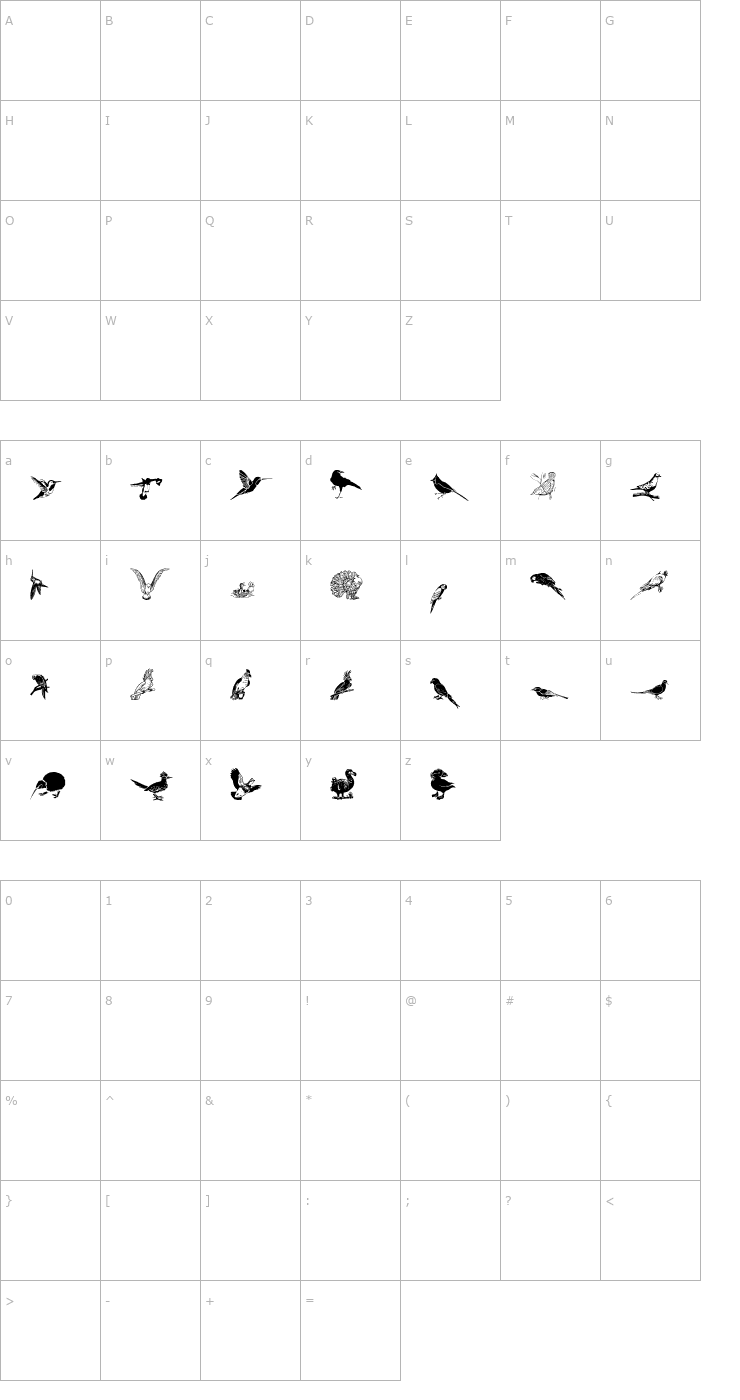 Character Map WWFeathers Font