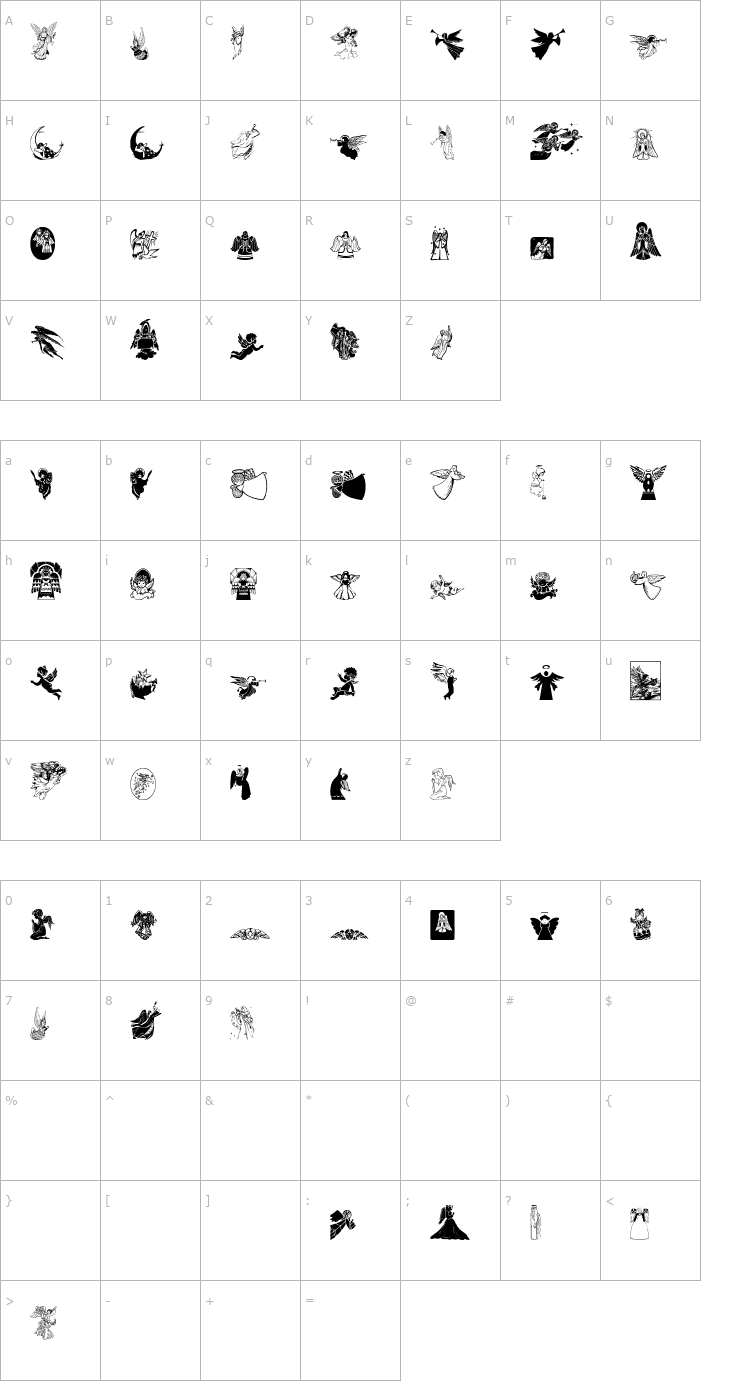Character Map WWHeavenSent Font