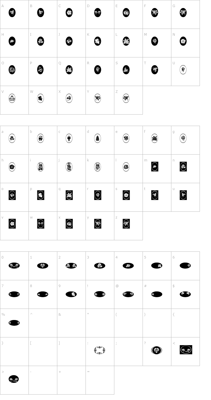 Character Map WWRosebud Font