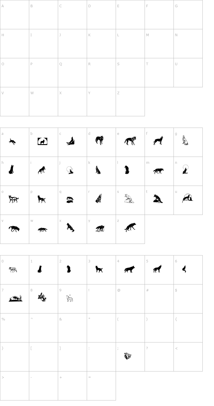 Character Map WWWolfSpirit Font