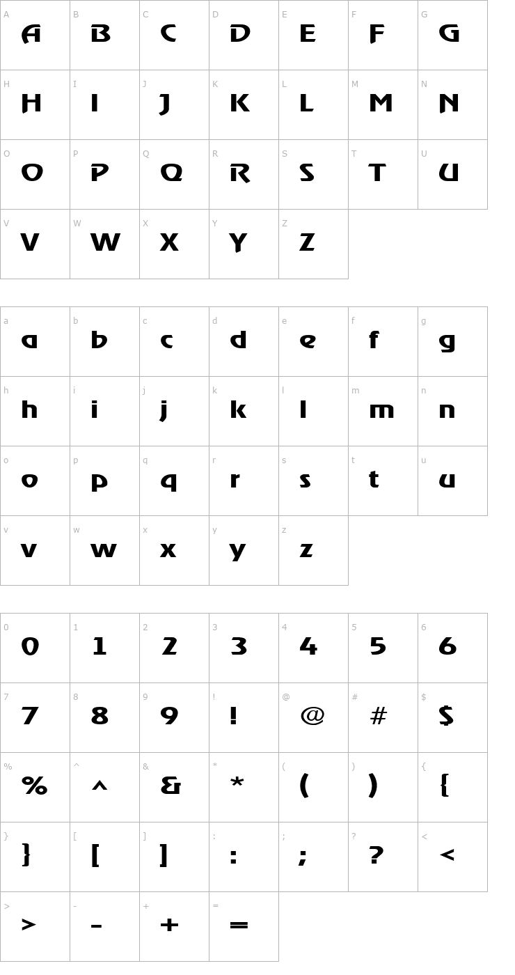 Character Map XanadauExtended Font