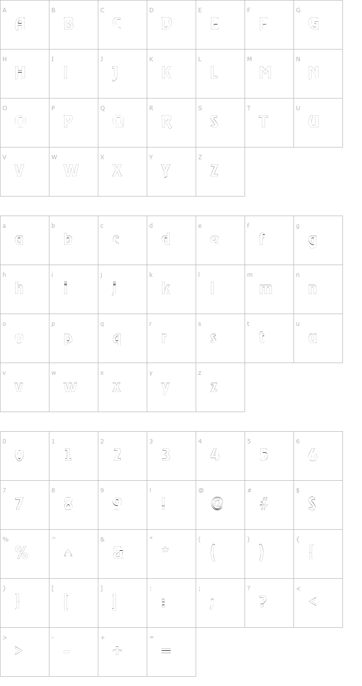 Character Map XanadauOutline Font