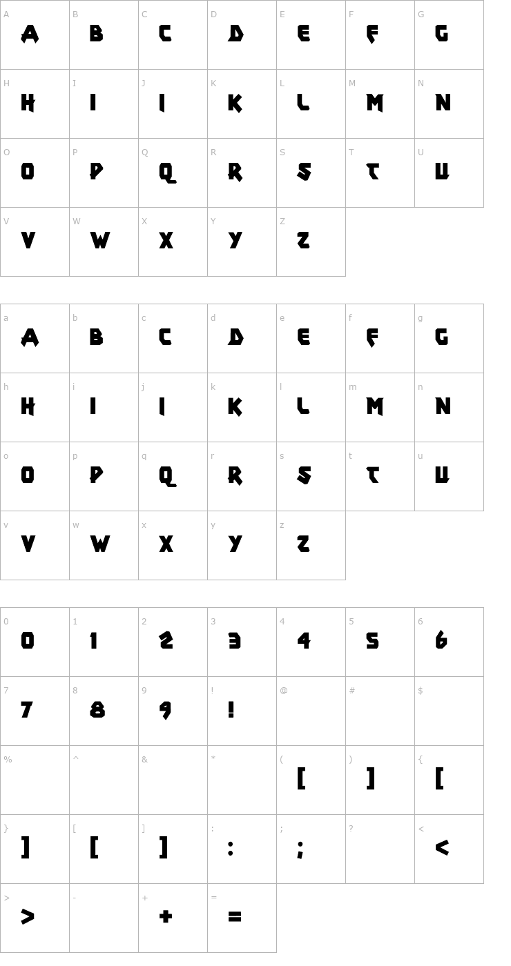 Character Map xar Font