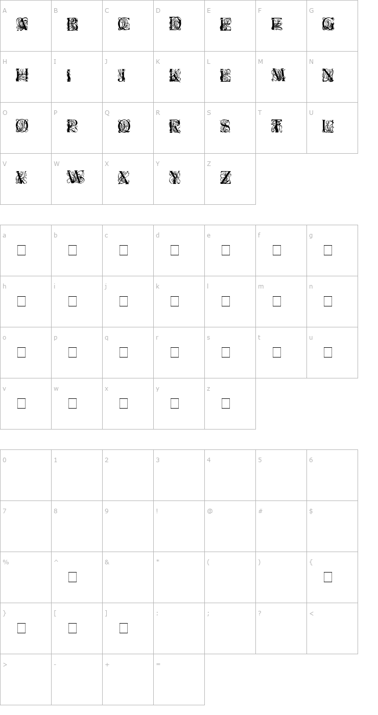 Character Map XavierCaps Font