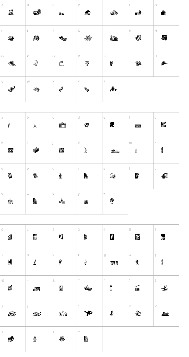 Character Map XCityGIGS Font