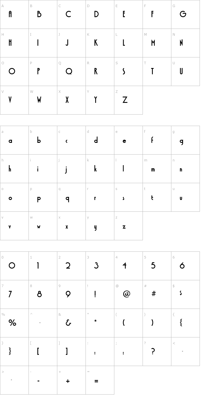 Character Map XctasySansRR Bold Font