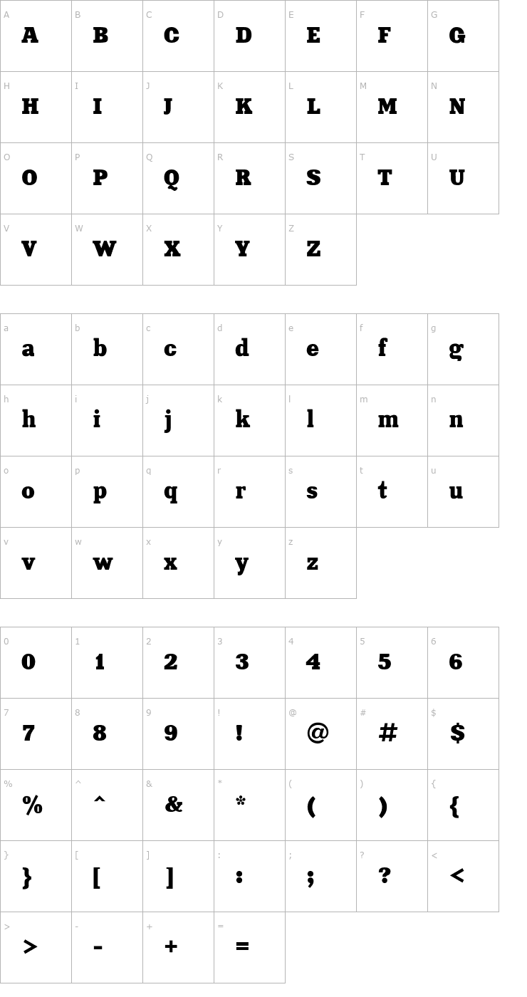 Character Map Xenia Font