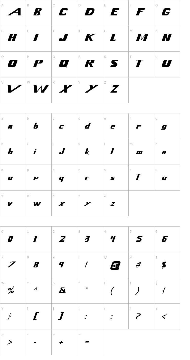 Character Map Xenogears Font