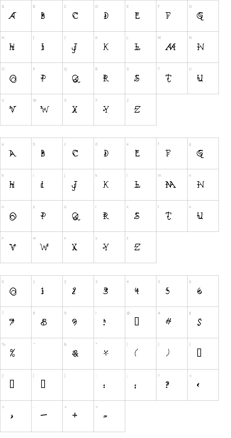 Character Map Xenowort Font
