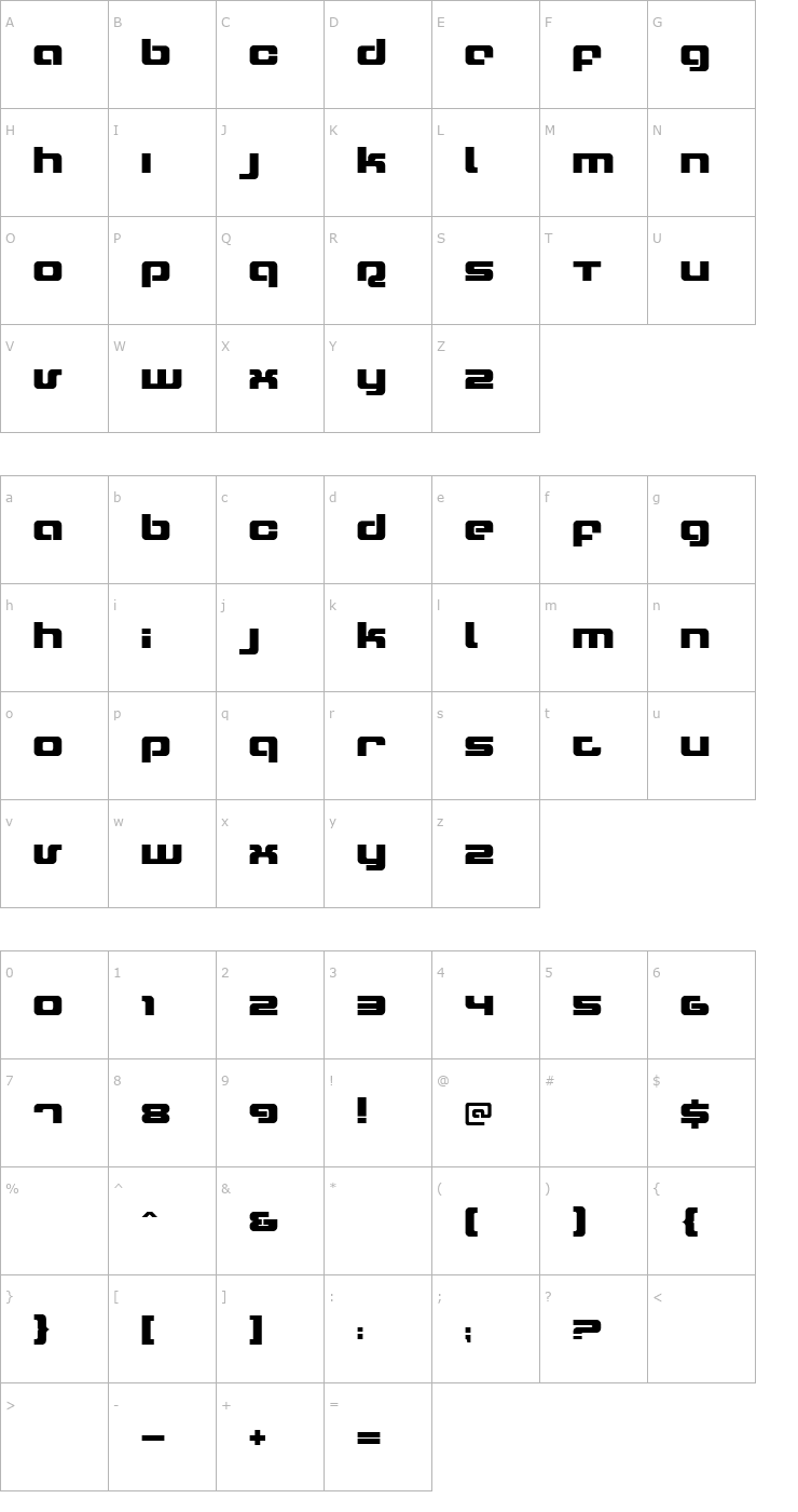 Character Map Xeron Font
