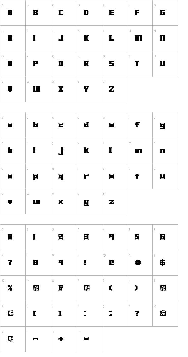 Character Map Xhume BRK Font