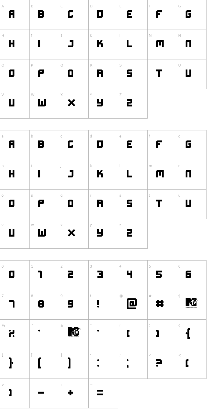 Character Map Xifiction Font