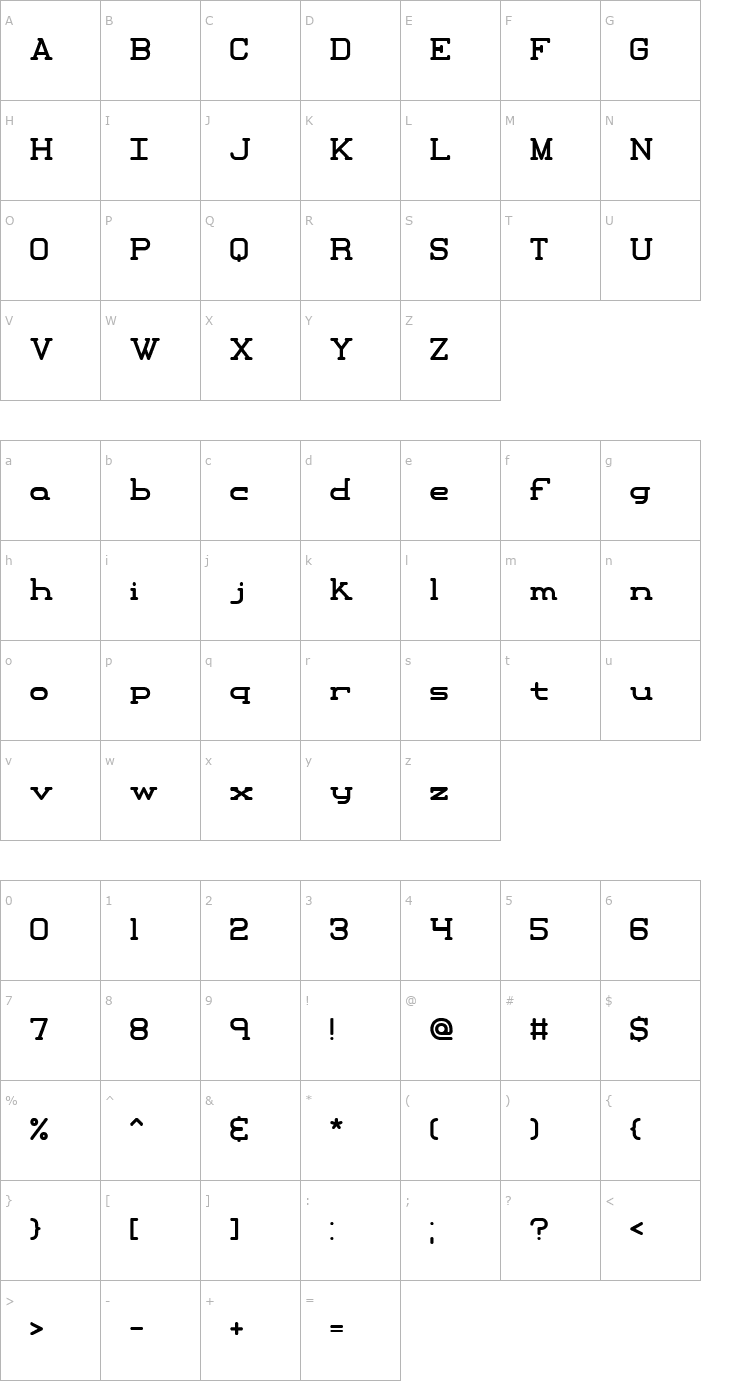 Character Map Xipital -BRK- Font